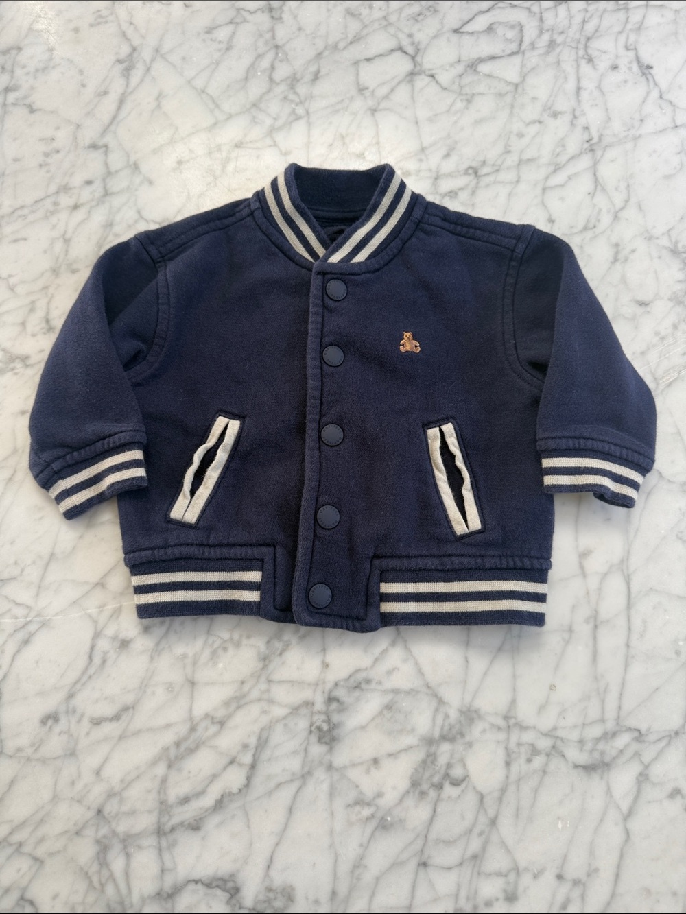 Gap Sz 6-12 Mo Varsity Jacket Navy Blue Kids